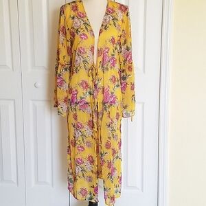 Band of Gypsies Boho Floral Duster Robe Cover-up Size S